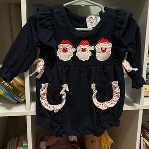 Baby Girl navy Santa Bubble 3-6 Month